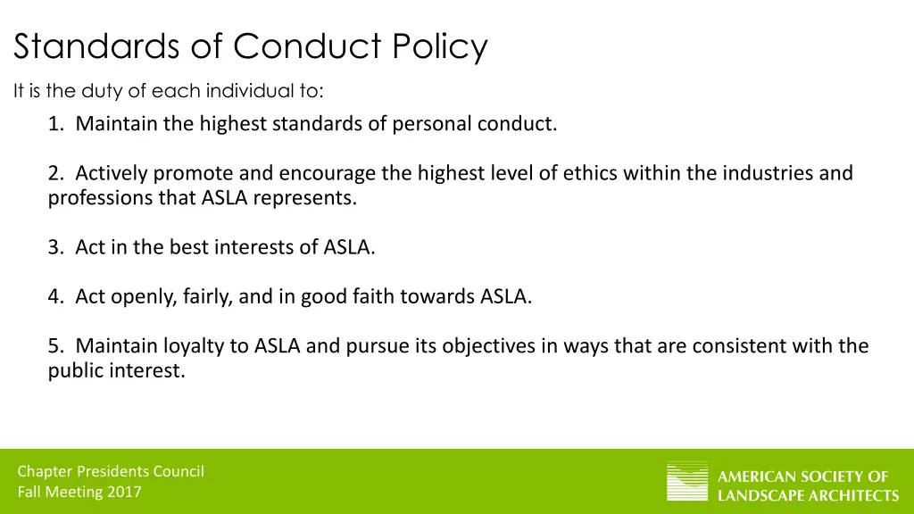 standards of conduct policy
