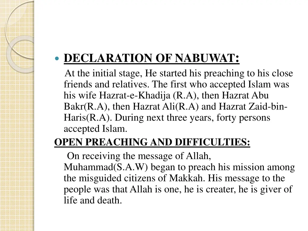 declaration of nabuwat at the initial stage