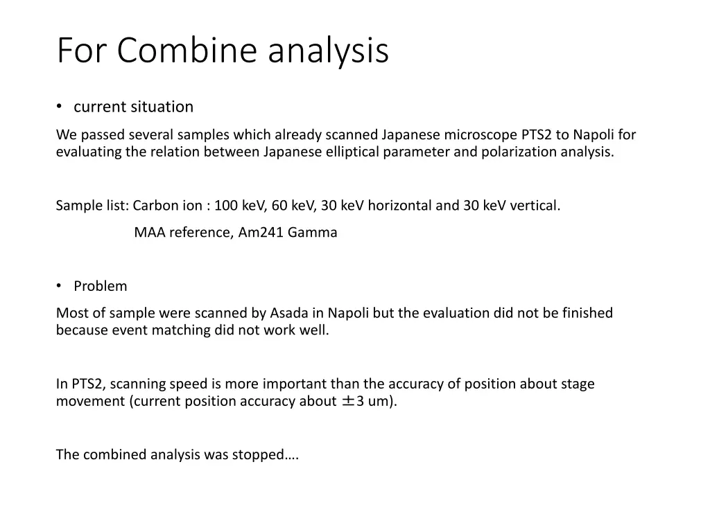 for combine analysis