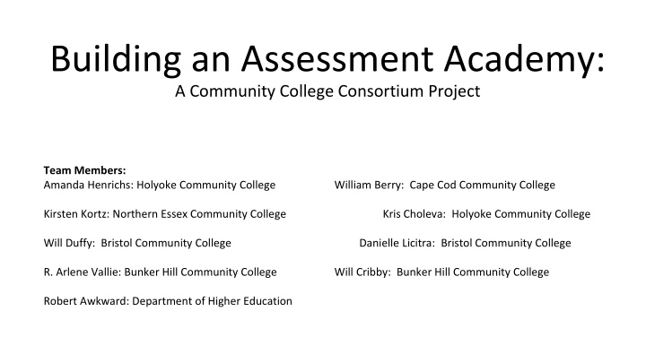 building an assessment academy a community