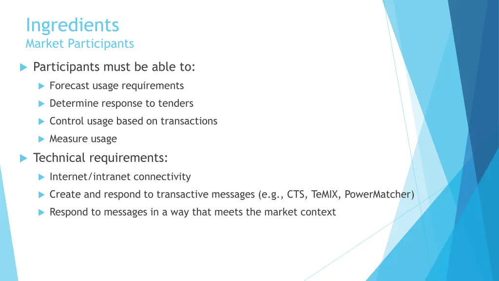 ingredients market participants