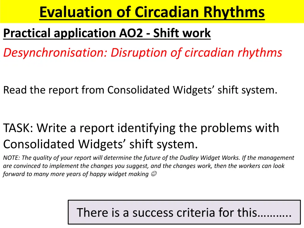 evaluation of circadian rhythms practical
