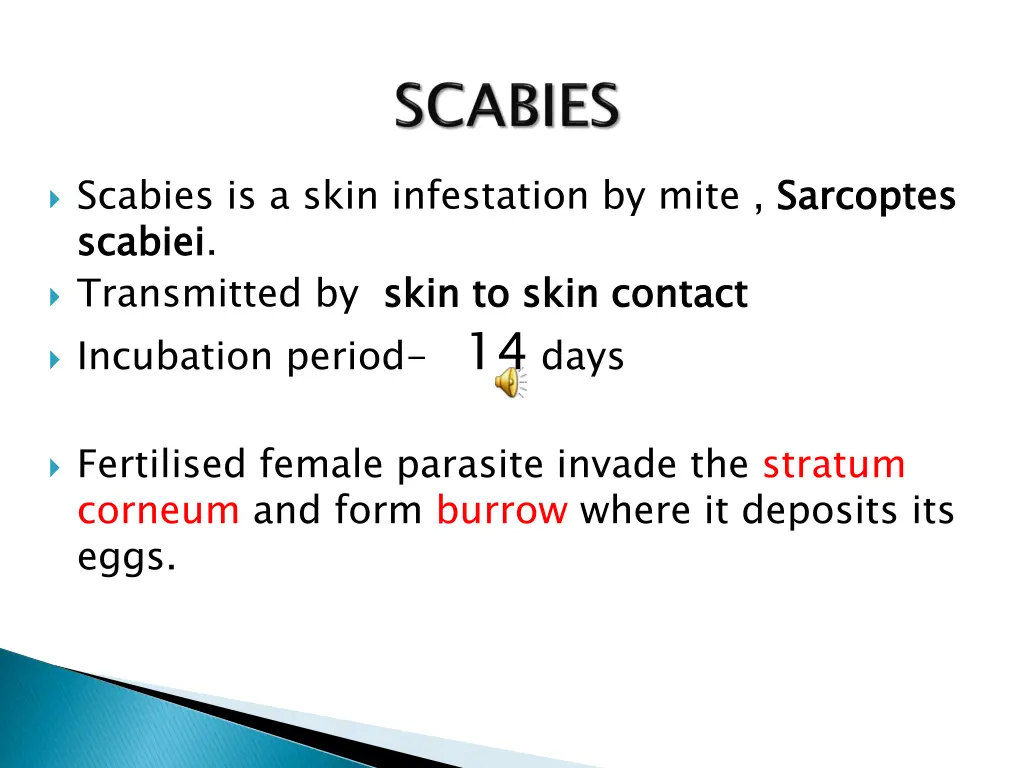 scabies is a skin infestation by mite sarcoptes