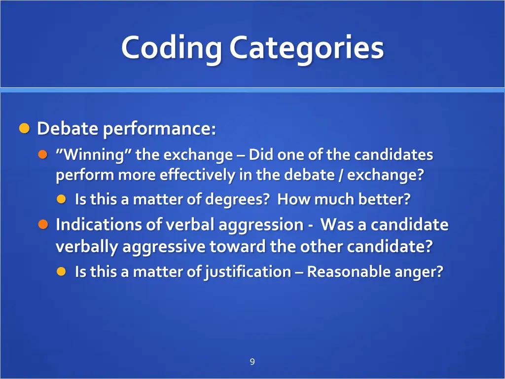 coding categories