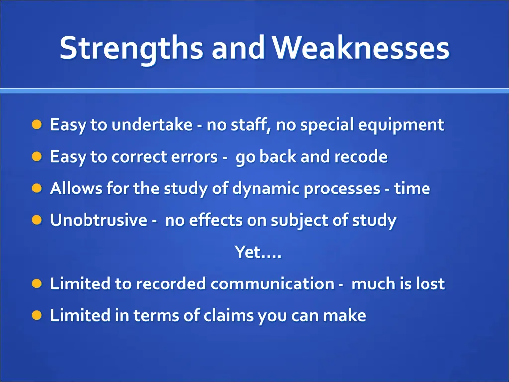 strengths and weaknesses