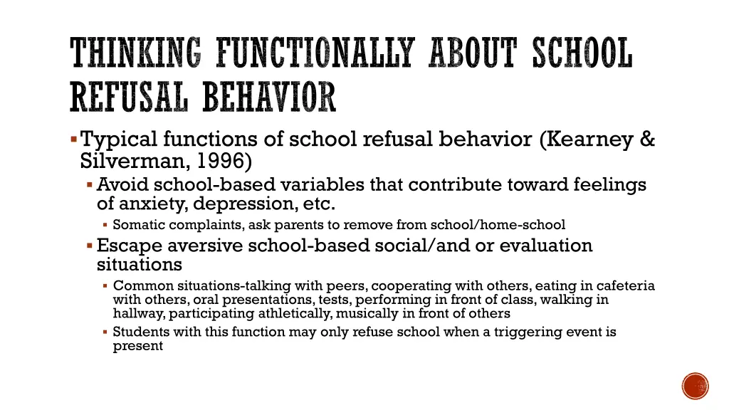 thinking functionally about school refusal
