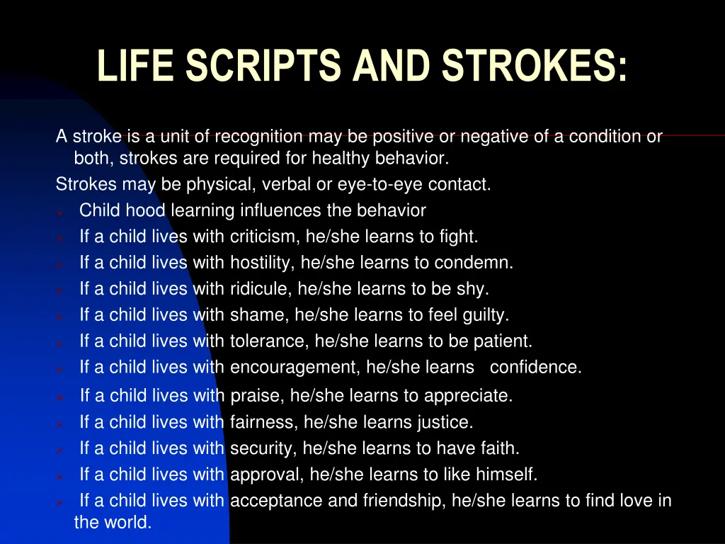 life scripts and strokes