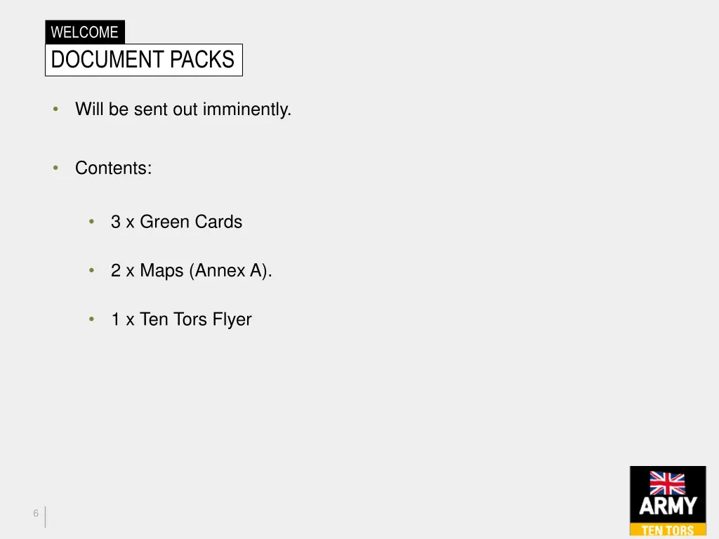 welcome document packs