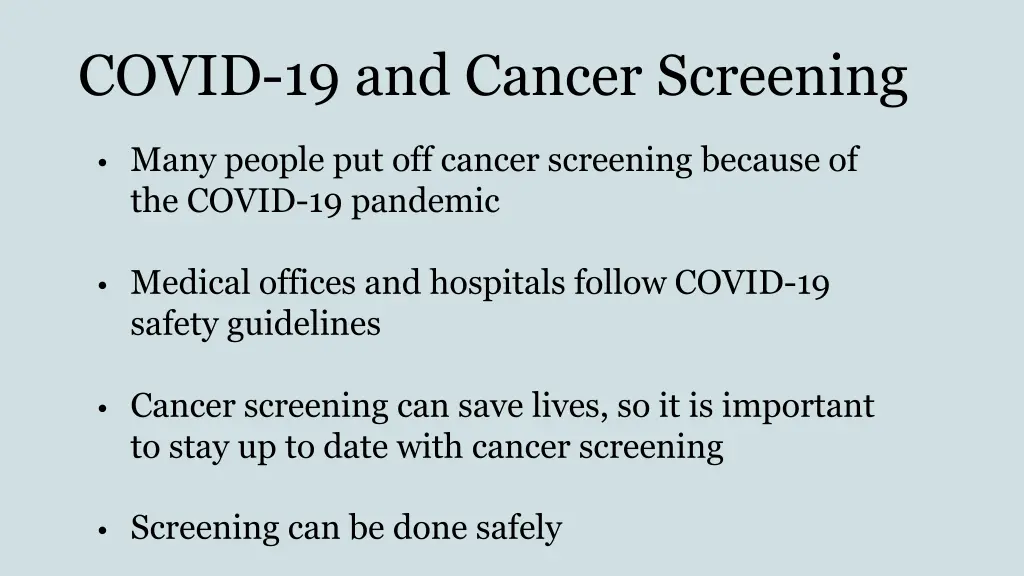 covid 19 and cancer screening