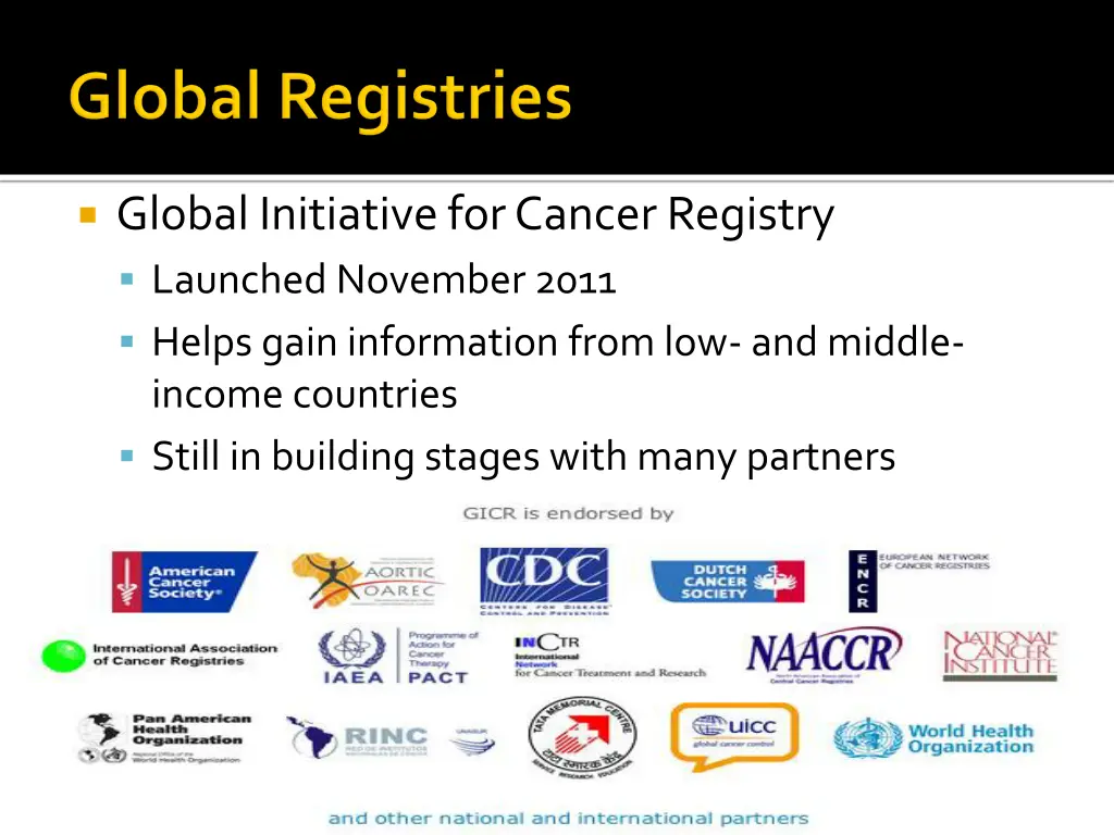 global initiative for cancer registry launched