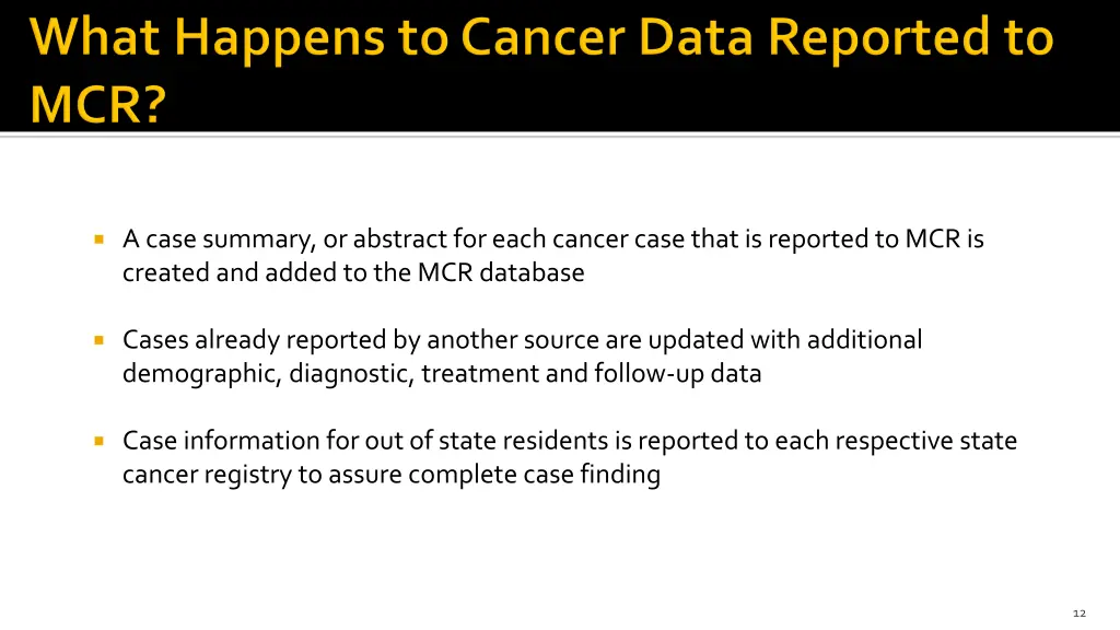 a case summary or abstract for each cancer case