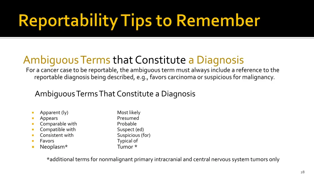 ambiguous terms that constitute a diagnosis