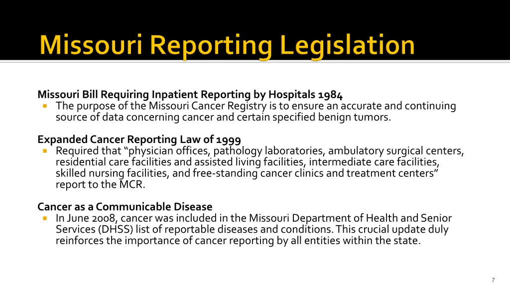 missouri bill requiring inpatient reporting