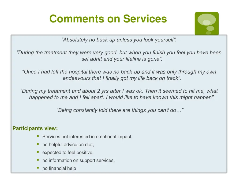 comments on services