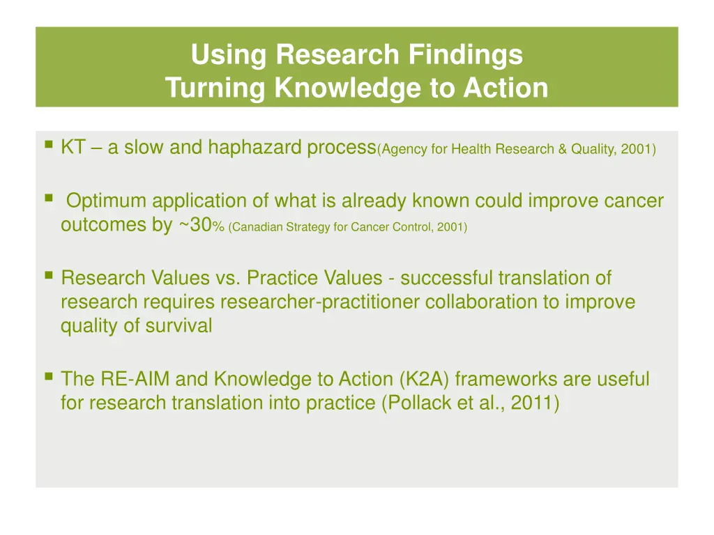 using research findings turning knowledge