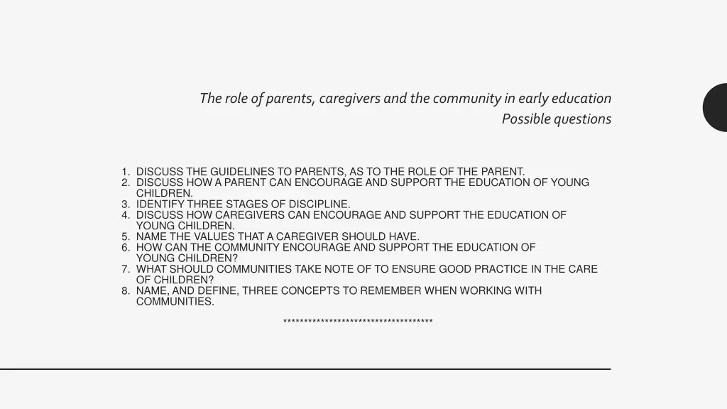 the role of parents caregivers and the community 10