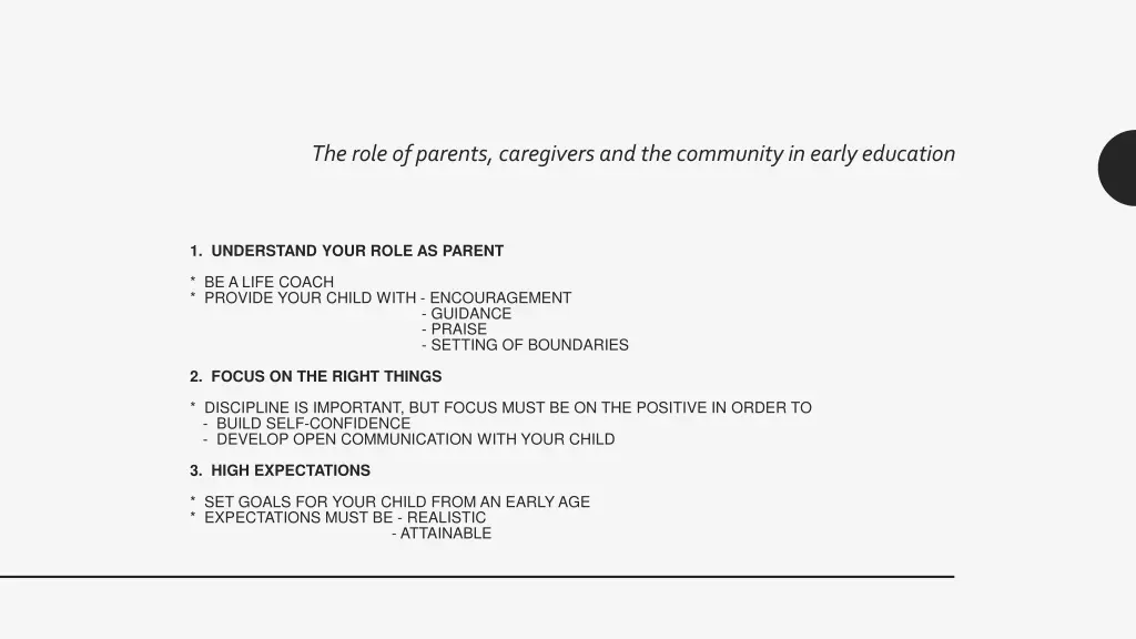 the role of parents caregivers and the community 2
