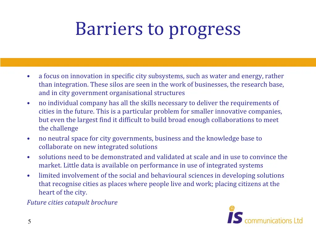 barriers to progress