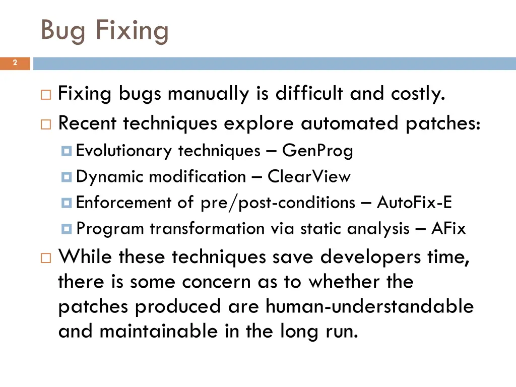 bug fixing
