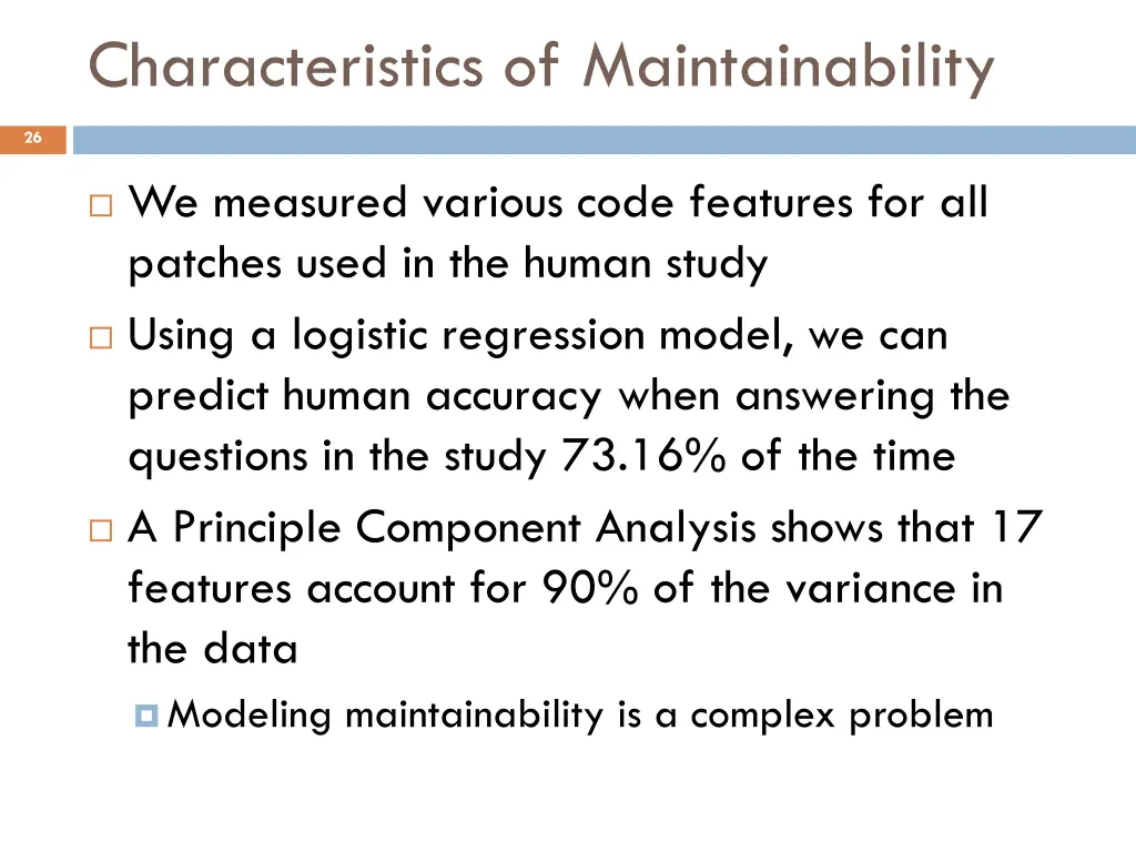 characteristics of maintainability