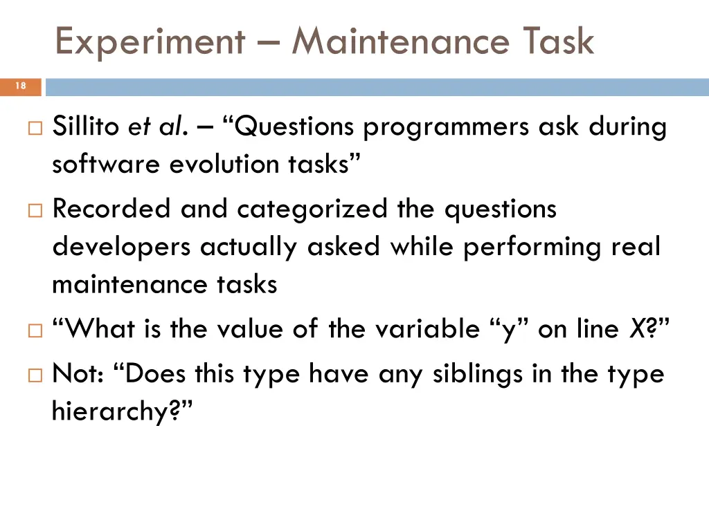 experiment maintenance task