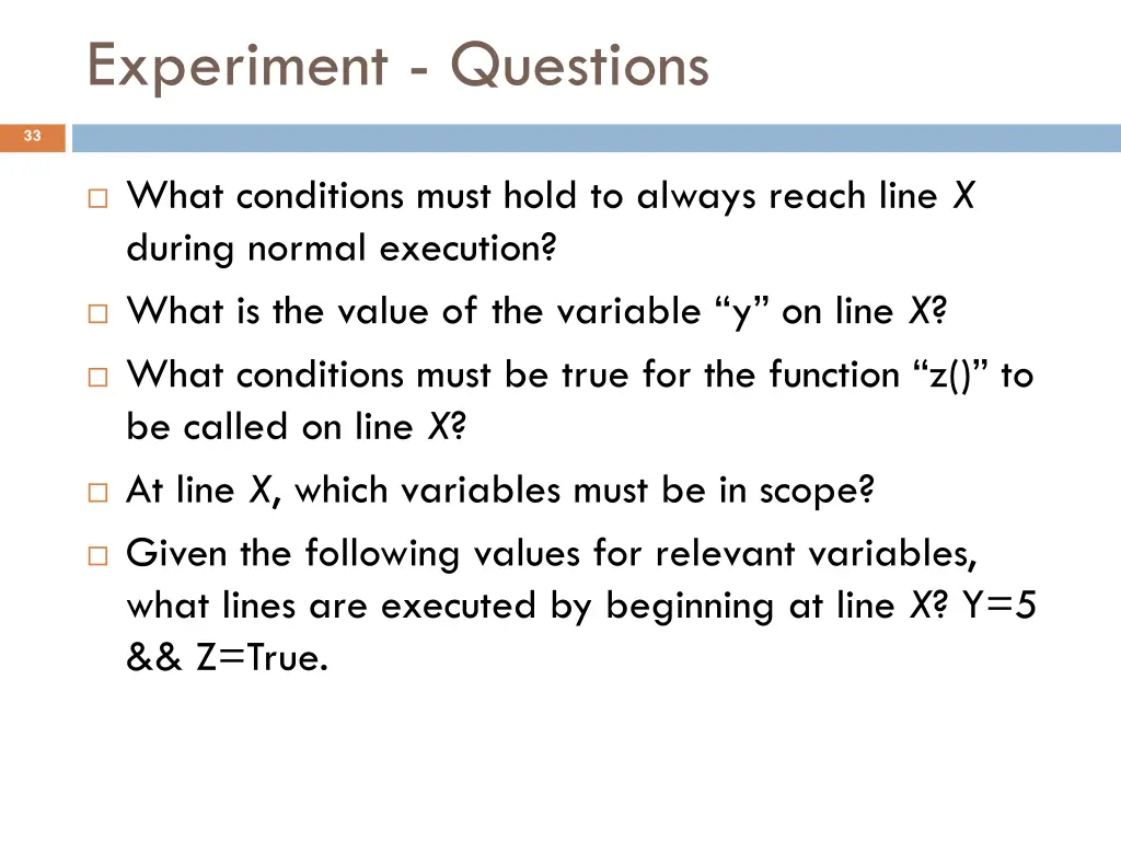 experiment questions