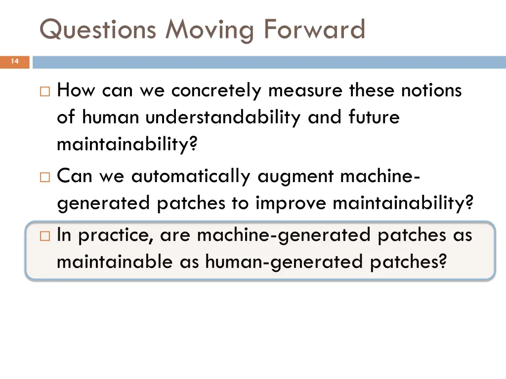 questions moving forward 2