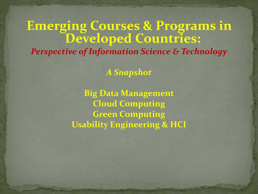 emerging courses programs in developed countries