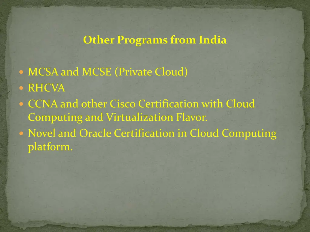 other programs from india