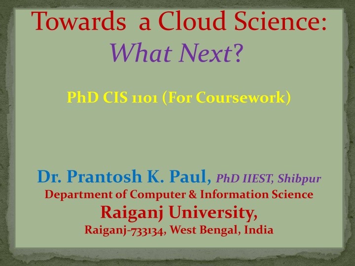 towards a cloud science what next