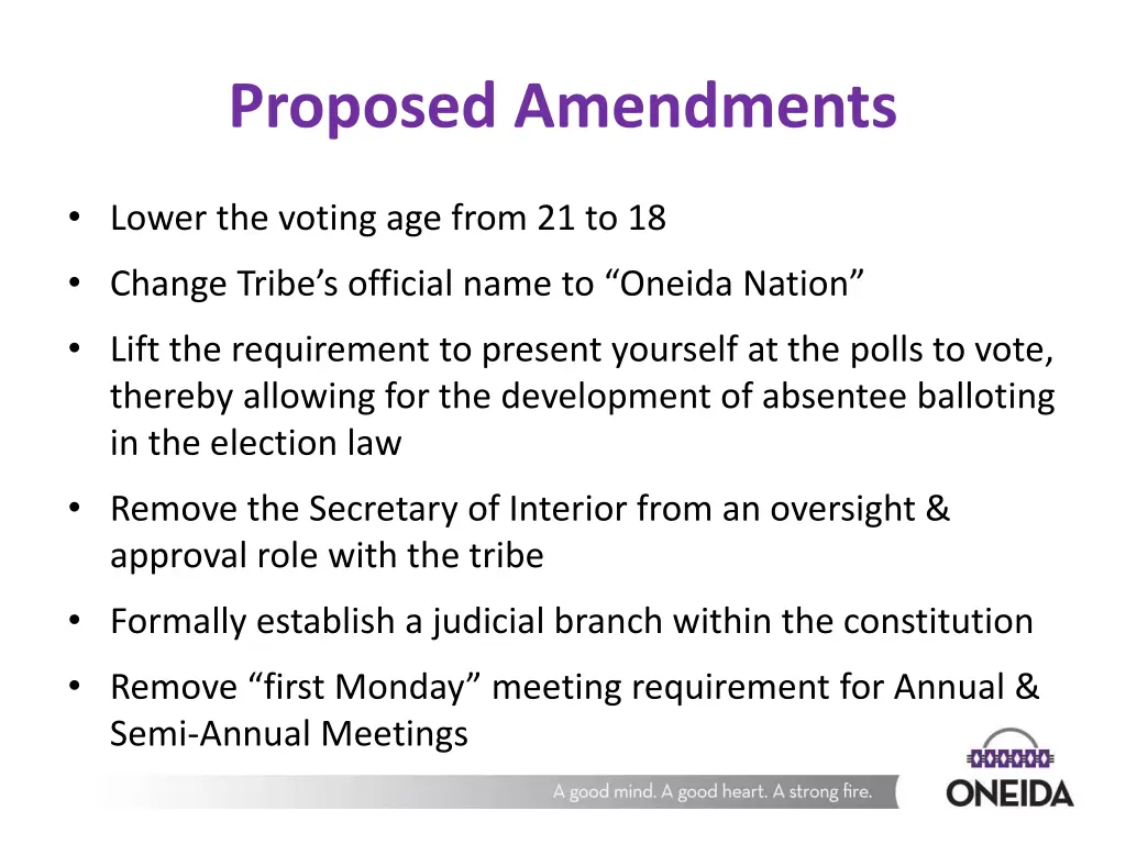 proposed amendments