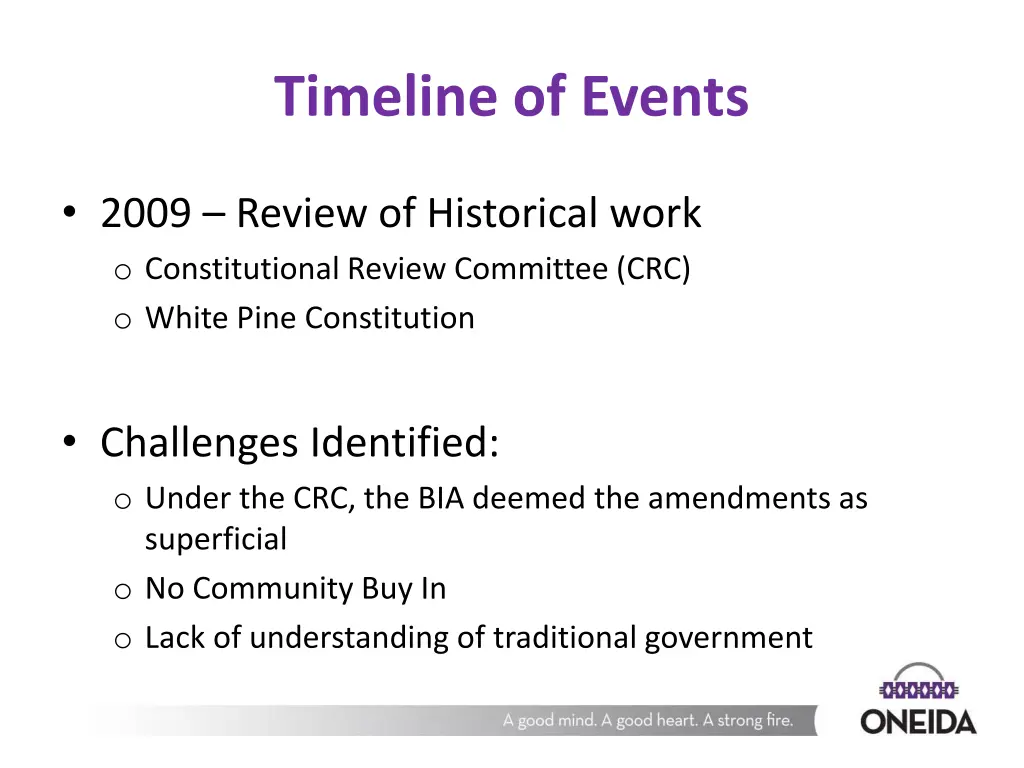 timeline of events