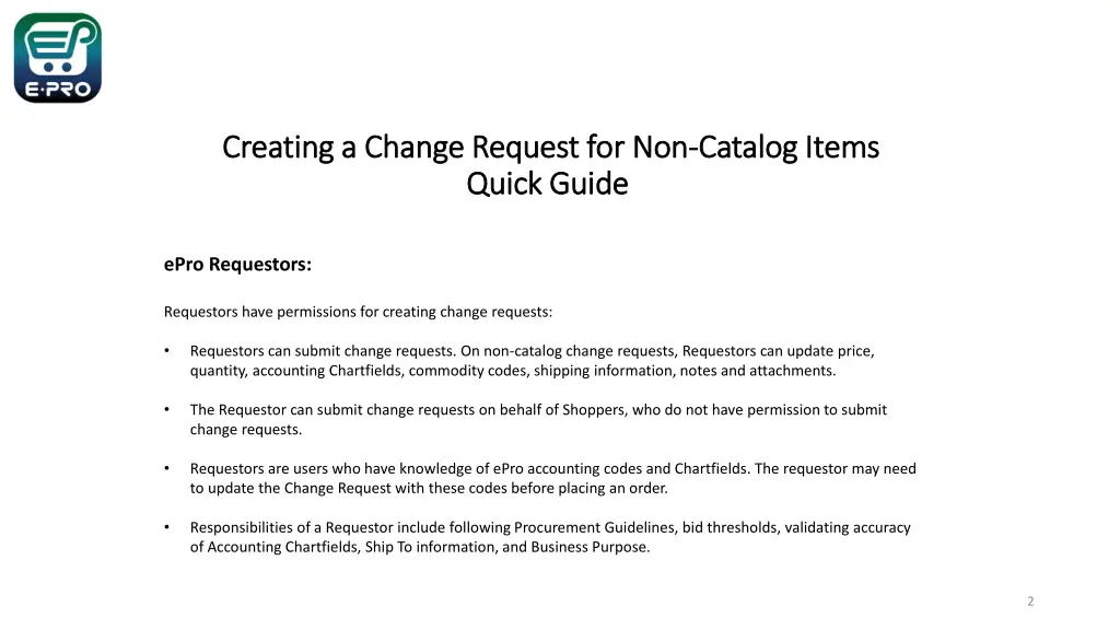creating a change request for non creating