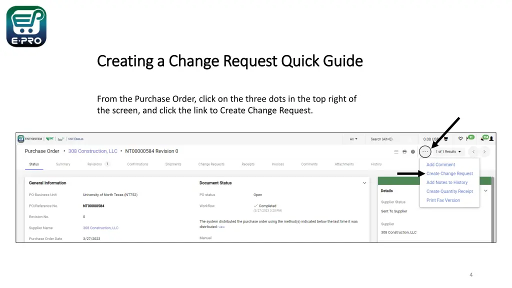 creating a change request quick guide creating 1