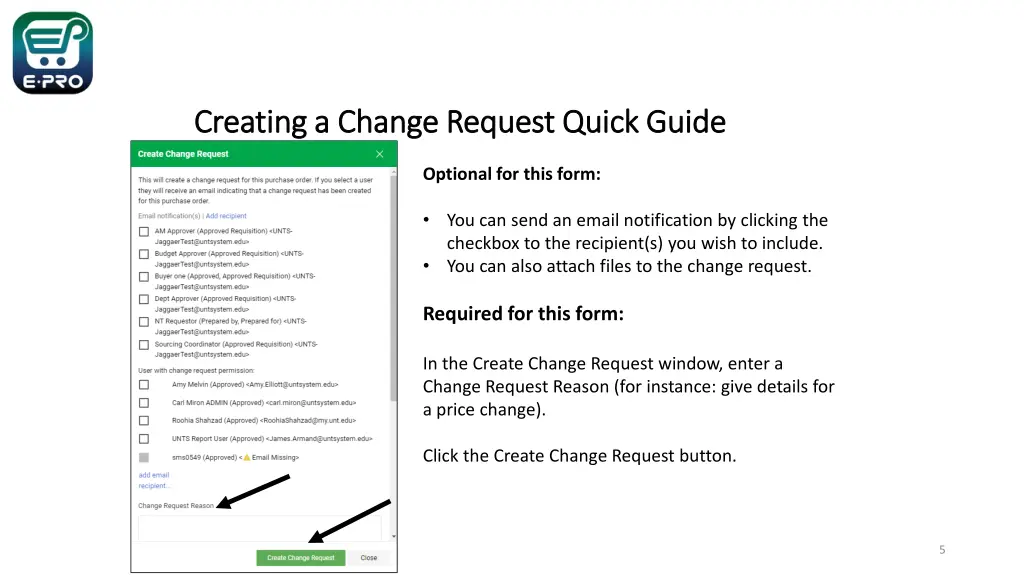 creating a change request quick guide creating 2