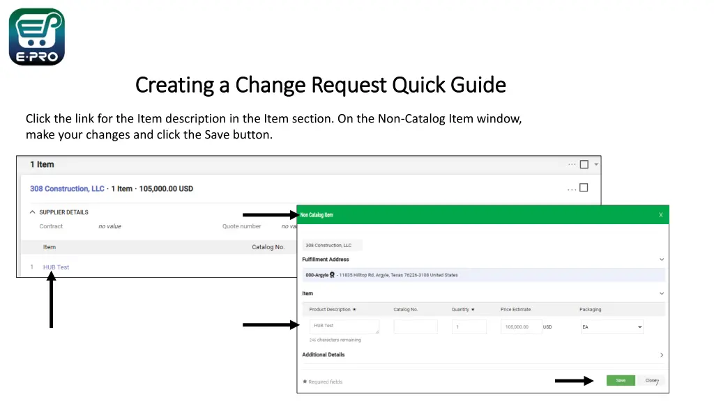 creating a change request quick guide creating 4