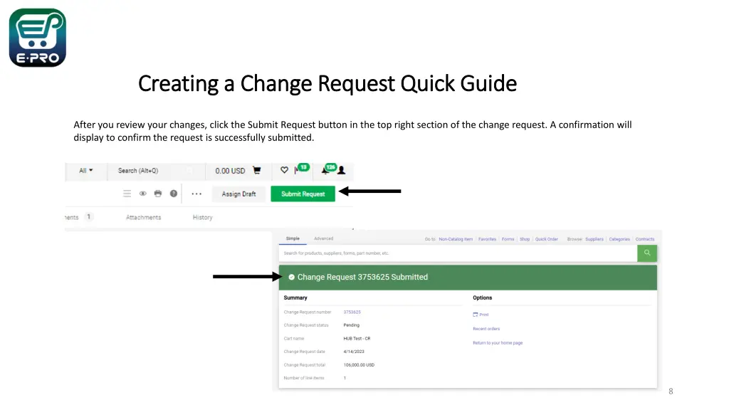 creating a change request quick guide creating 5
