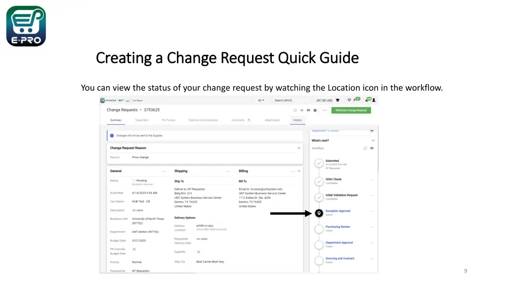 creating a change request quick guide creating 6