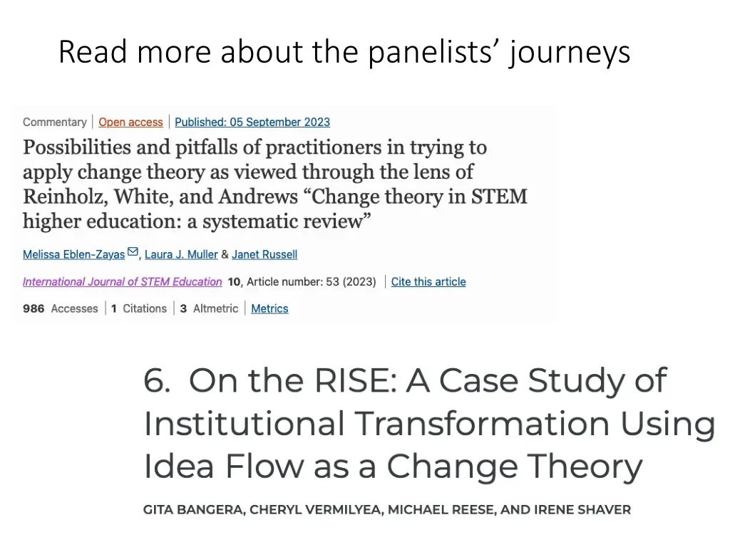 read more about the panelists journeys