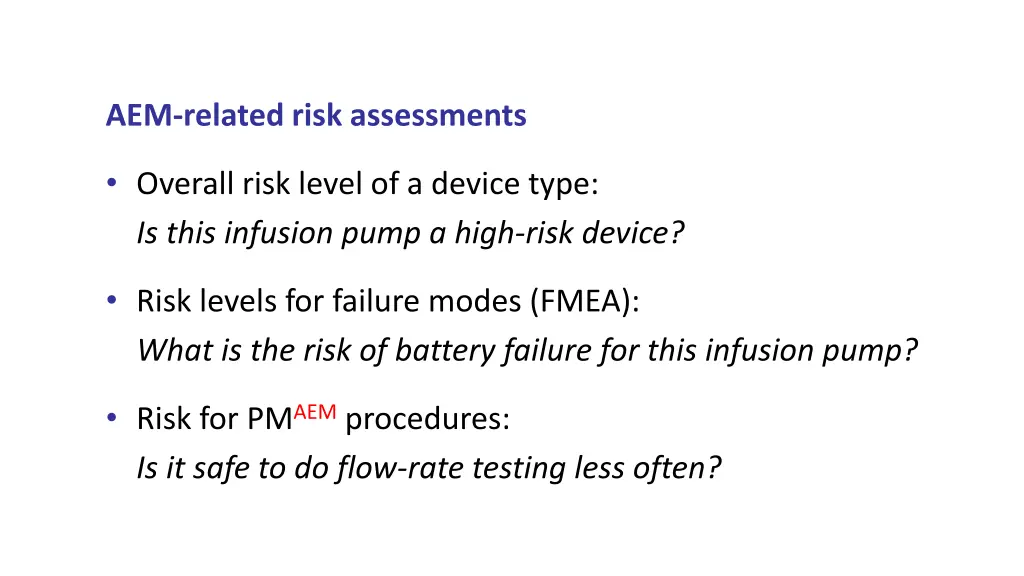 aem related risk assessments