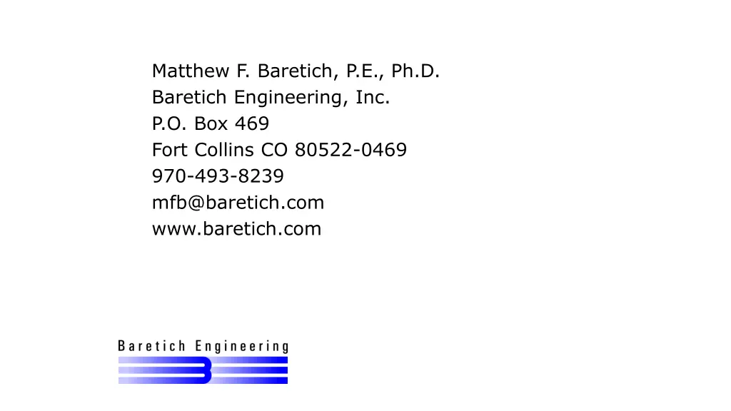 matthew f baretich p e ph d baretich engineering