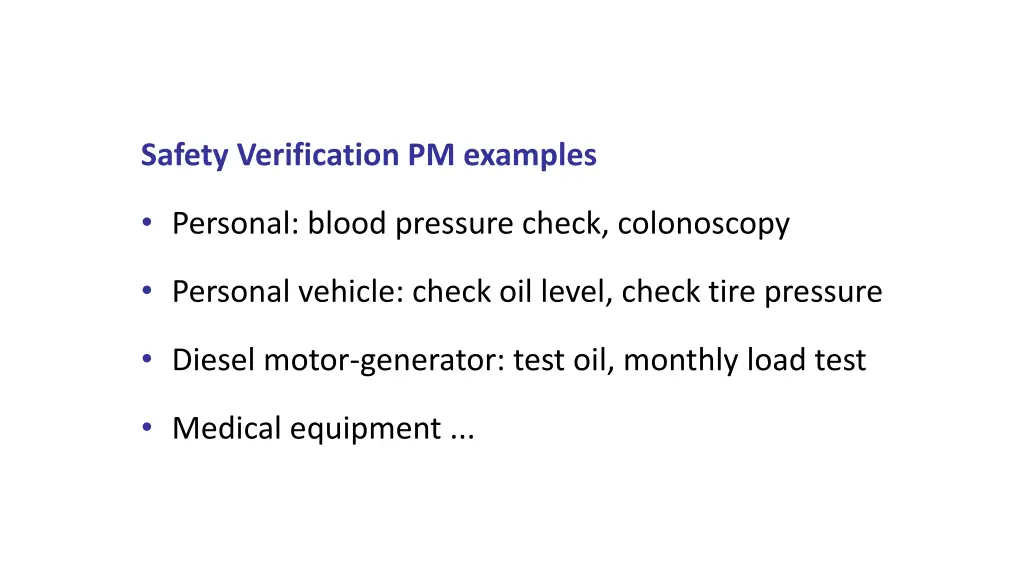 safety verification pm examples