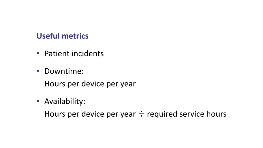 useful metrics