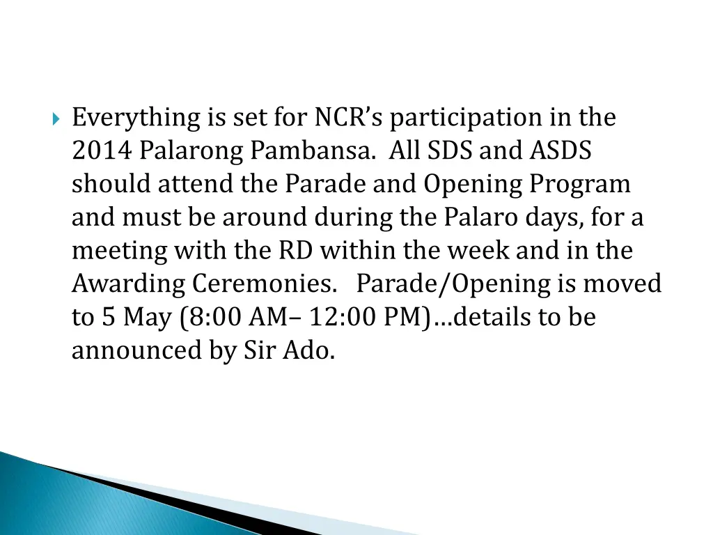 everything is set for ncr s participation