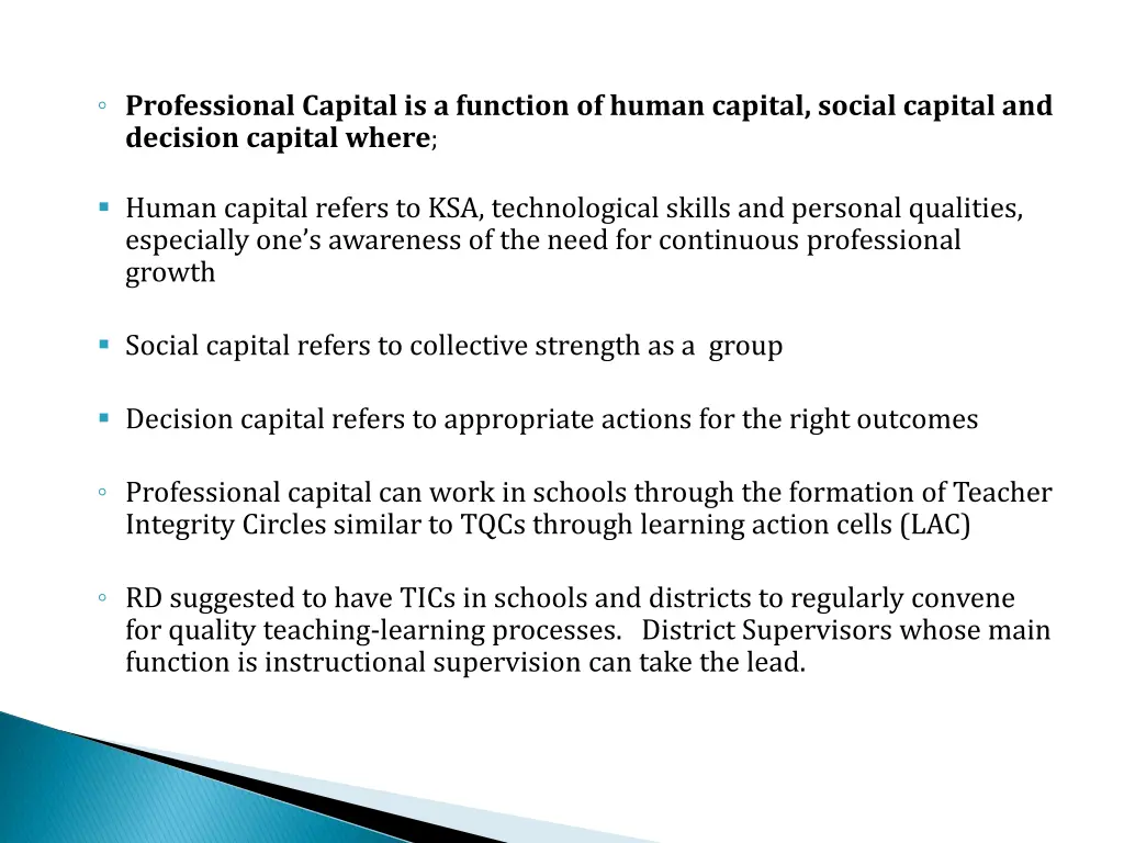 professional capital is a function of human