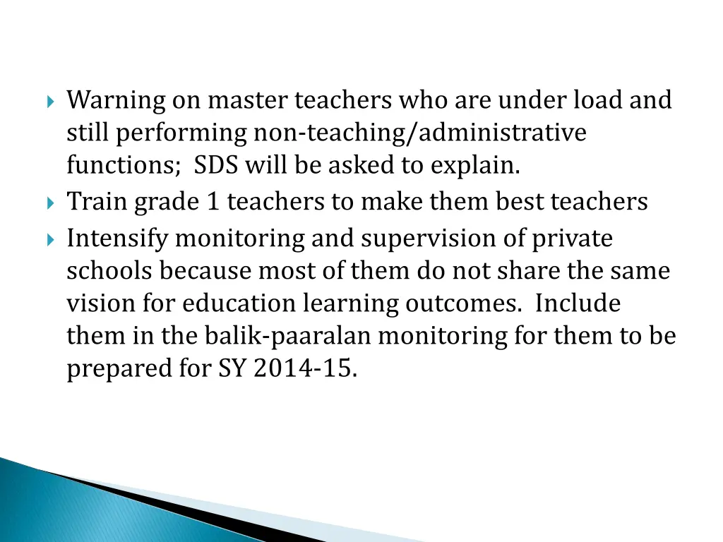 warning on master teachers who are under load