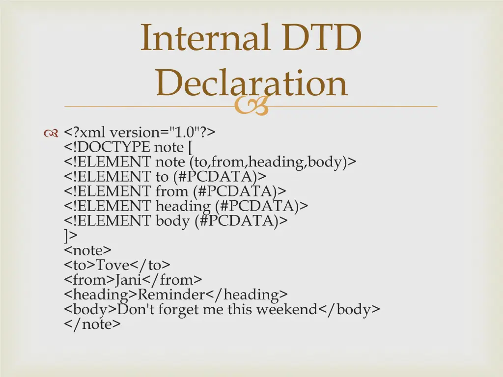 internal dtd declaration