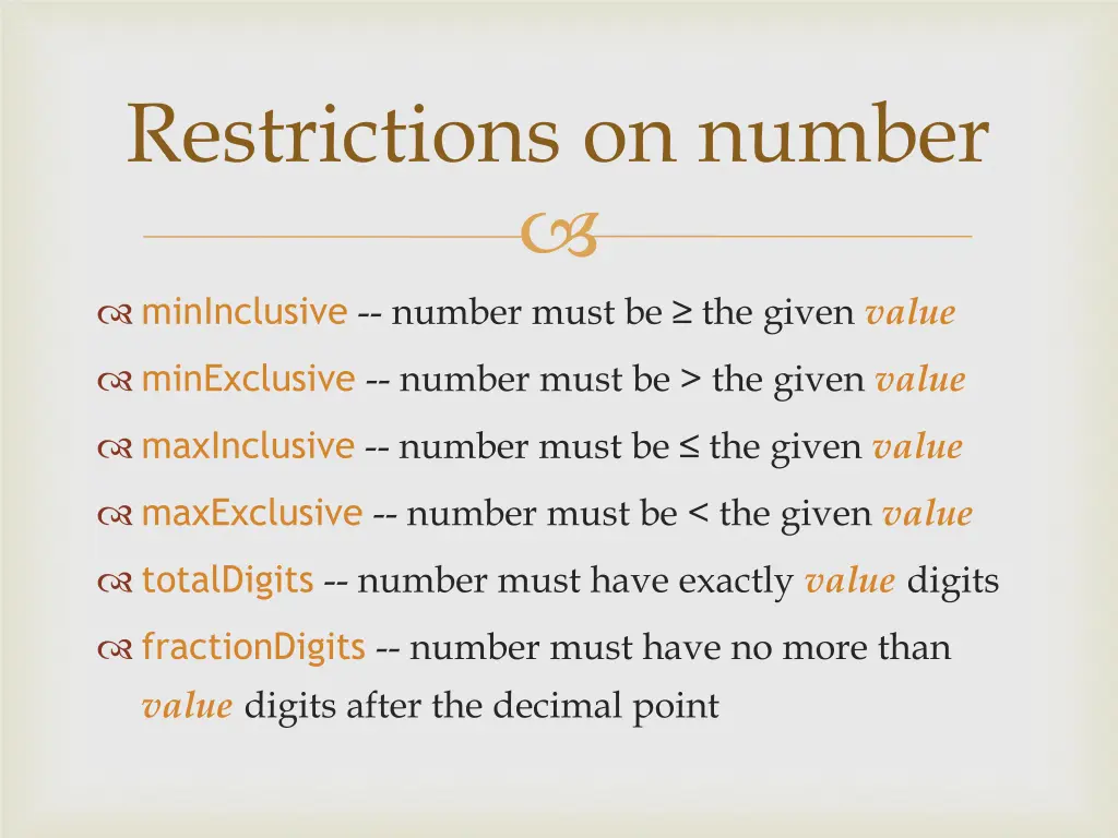 restrictions on number