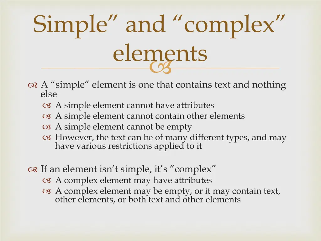simple and complex elements