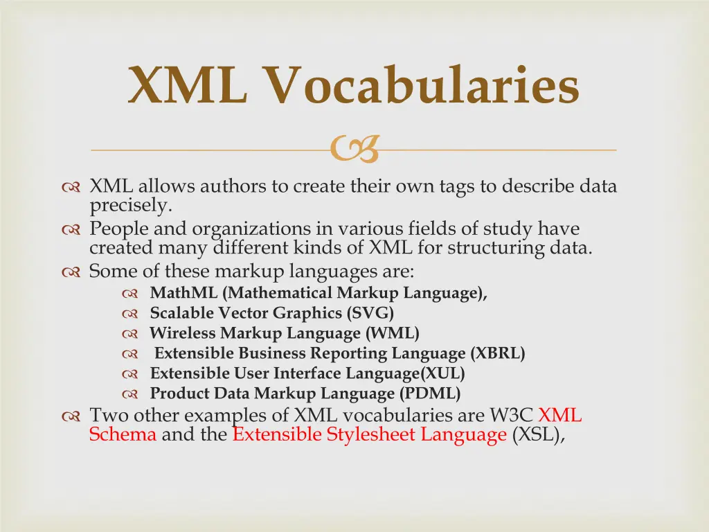 xml vocabularies